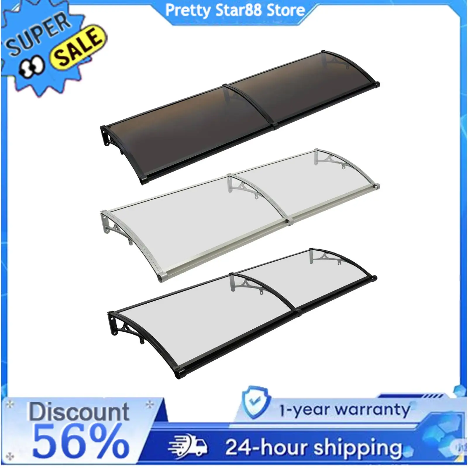 Vordertürbogen-Regenschutz, einfach zu installierendes Vordach für den Sonnenschutz im Freien für Balkone/Dächer/Hofen/Garagen