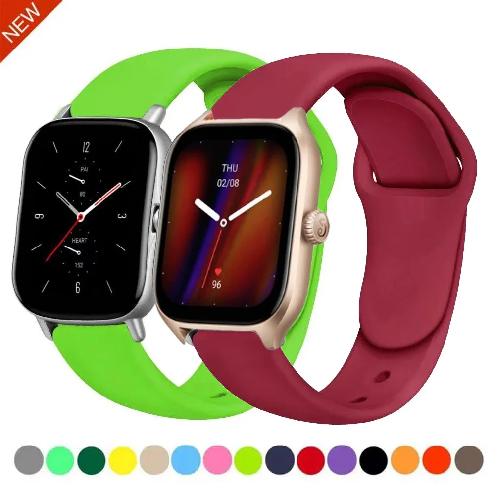22 mm/20 mm Silikonarmband für Amazfit GTS 4 Mini/Bip/GTR 4/Samsung Galaxy Watch 6/5/4/3/Huawei Watch 4/3/GT3-2 Armband Image