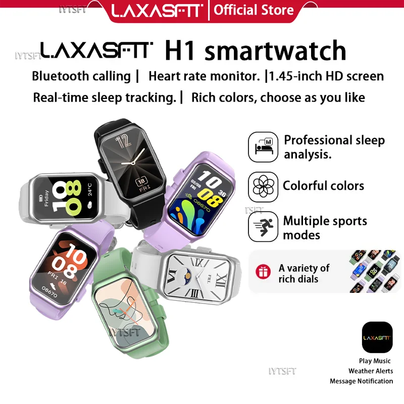LAXASFIT Neue Smartwatch, 1,45 Zoll, Schlafüberwachungsfunktion, Bluetooth, Anrufnachrichtenerinnerung, sportliches Schrittzähler-Smart-Armband Image