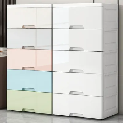 Thickened Drawer Type Storage Cabinet Bedside Storage Box Chest of Drawers Baby Wardrobe Baby Snack Storage Cabinet Folding Storage Cabinet Organizer