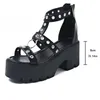 2025 neue Punk Gothic Plattform Sandalen Offene spitze Schnalle Riemchen Frauen Sommer Schuhe Sexy