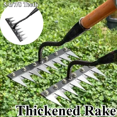 8/7/6/5teeth Garden Weeding Rake Heavy Duty Metal Gardening Hoe Weeding Rake Farm Tool for Gardening Weeding Loosening Soil Rake