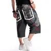 Sommer Plus Größe 30-46 Breite Leg Hip-Hop Schwarz Jeans Shorts Männlichen Skateboard Swag Baggy