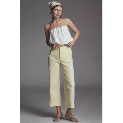 The Colette Cropped Wide-Leg Trousers by Maeve: Embroidered Magic Fabric Edition