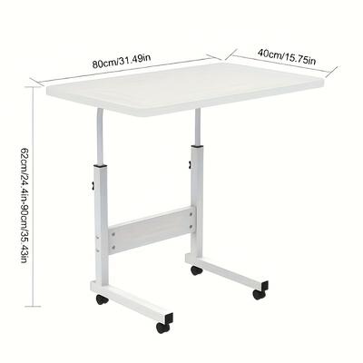 TEMU Adjustable Laptop Desk On Wheels (62-90cm Height) - 80x40cm Wooden Desktop + Metal Frame, Mobile Standing Desk For Reading/office/art - Space-saving & Ergonomic Home
