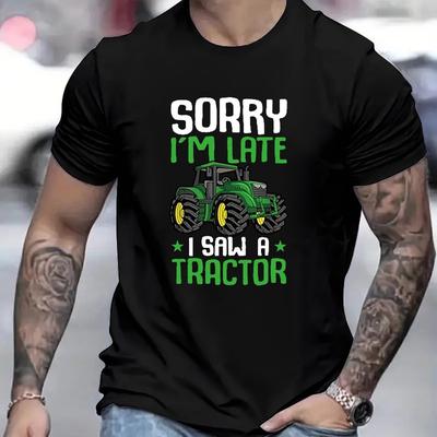 TEMU Tractor Print T Shirt, Tees For Men, Casual Short Sleeve T-shirt For Summer Image