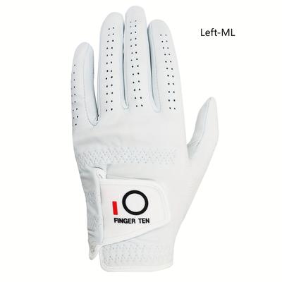 TEMU Finger Ten Men's Right-handed Golf Glove, Cabretta Leather, Soft, , Breathable, Lightweight, Flexible, With Hook-and-loop Closure, For Touring, 1pc Set, Golf Accessorie