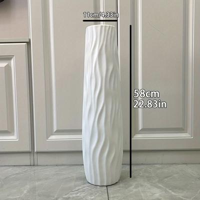 TEMU Modern Bohemian Extra Large Wave Pattern Plastic Vase - Multicolor Striped Center Cylinder Floor Vase For Living Room, Home Decor, Durable Indoor/outdoor Decoration Image