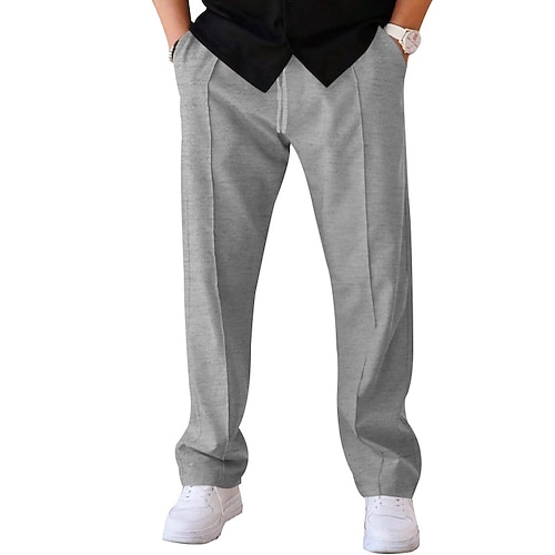 Herren Sporthose Jogginghose Hose Tasche Kordelzug Elastischer Bund Einfach Komfort Sport im Freien Täglich Mode Lässig Schwarz Weiß Mikroelastisch Image
