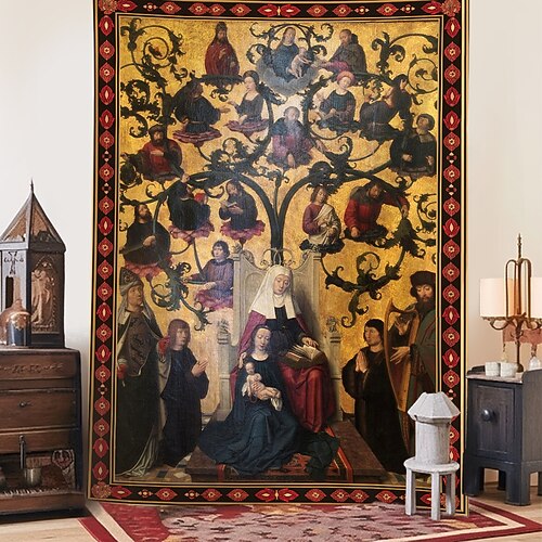 Mittelalter Wandteppich Mittelalter Wandteppich religiöse Kunst großes Wandbild Dekor Fotografie Hintergrund Home Schlafzimmer Wohnzimmer Dekoration Image