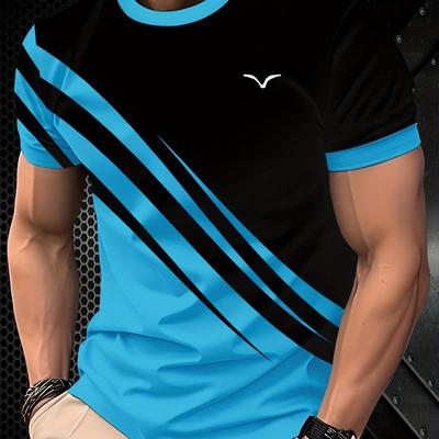 TEMU Men's Summer T-shirt With A Round Neck, Short Sleeves, Casual Sportswear, Versatile For , Featuring Stylish 3d Prints. Image