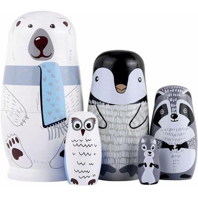 Gabrielle Matroschka-Puppen, 5 Stück, Matroschka-Figuren, hölzerne Matroschka-Tiere für Kinder Image