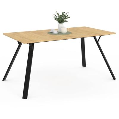 Rechteckiger Esstisch yseult 8 Personen Holz und Schwarz Industriedesign 160 cm Image