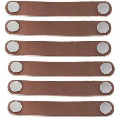 Möbelgriff Ledermöbelgriff 6 Stück 128 mm moderner Ledertürgriff, Schubladentürgriff aus echtem Image