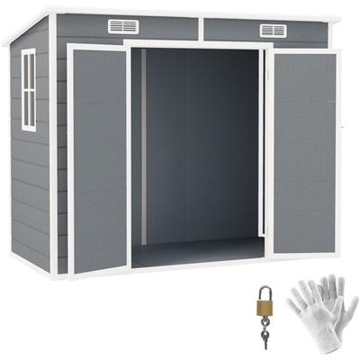 Outsunny - Gerätehaus 2,54m², Wasserdicht Gartenhaus mit Boden Pultdach, 238x125x183/165 cm, Image