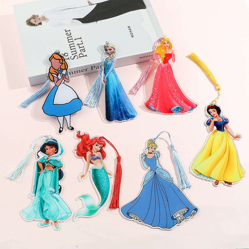 Disney Series Princess Bookmark PMMA Material Fine Tassel Teenagers Study Stationery Party Decoration Bookmark Gifts