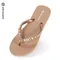 Flip-flops women 2025 summer new wedge heeled rhinestone slippers Fashion seaside beach women