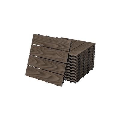 ML-Design 33xWPC Terrassenfliesen Balkonfliese Fliesen Klickfliese 30x30cm Dunkelbraun 3m² Image