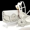 Neue Ankunft Elegant voller Strass Blumen Design Stil weiße Farbe Party Hochzeit spitze Zehen Frauen Schuhe und Tasche Set