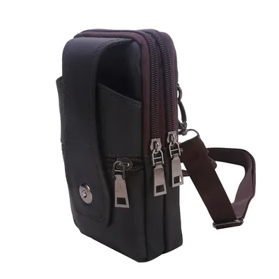 Mini Waist Bag For Men Solid Color PU Mobile Phone Bag For Male Outdoor Multi-function Fashion Crossbody Fanny Pack Zipper Bags