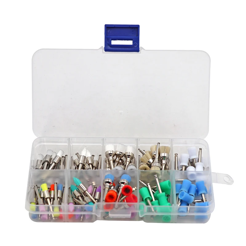 100 teile/schachtel Dental Nylon Polieren Pinsel Schüssel Form Bunte Dental Prophy Pinsel Prophylaxe Pinsel Für Contra-Winkel Handstück Image
