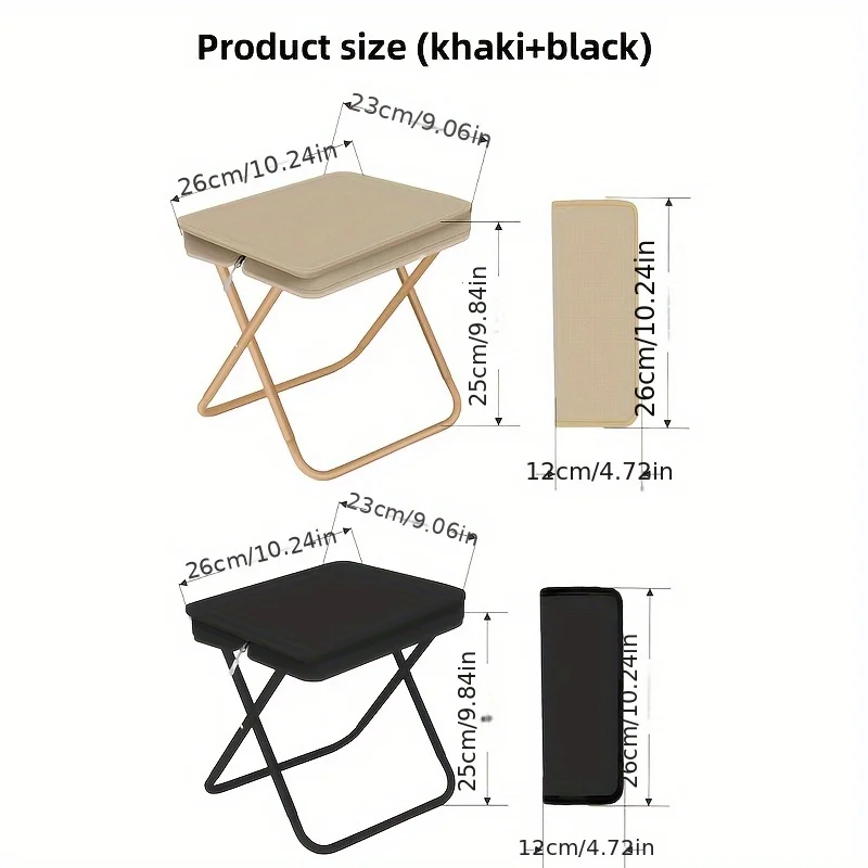 Tragbarer, zusammenklappbarer Campinghocker mit verstellbarem Reißverschluss – leichter, kompakter, wetterfester Outdoor-Hocker, rutschfeste Unterlage und Tragetasche