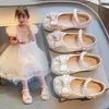 Neue Mädchen Sandalen niedlichen Bogen Perle Pailletten Kind Prinzessin Schuhe flache Absätze Kinder tanzen Größe 21-36