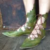 Retro Gothic Elf Hexe Blätter Lace Up Schuhe Für Frauen Mittelalterlichen Männer Cosplay Kostüm Karneval Party Ritter Stiefel Zubehör 2025