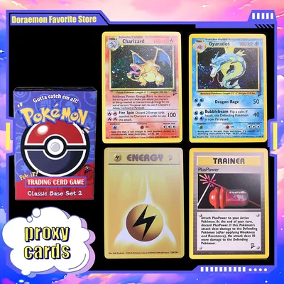 Pokémon Cards Foil 130 Classic Base Set 2 Proxy Cards For Entertainment Games PKM Board Games Whole Set Card Collection Toy Gift Image