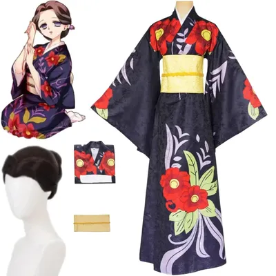 Tamayo Cosplay Kostüme Anime Demon Slayer Lila Kimono Für Anime Expo Halloween Schwarz Langes Haar Image