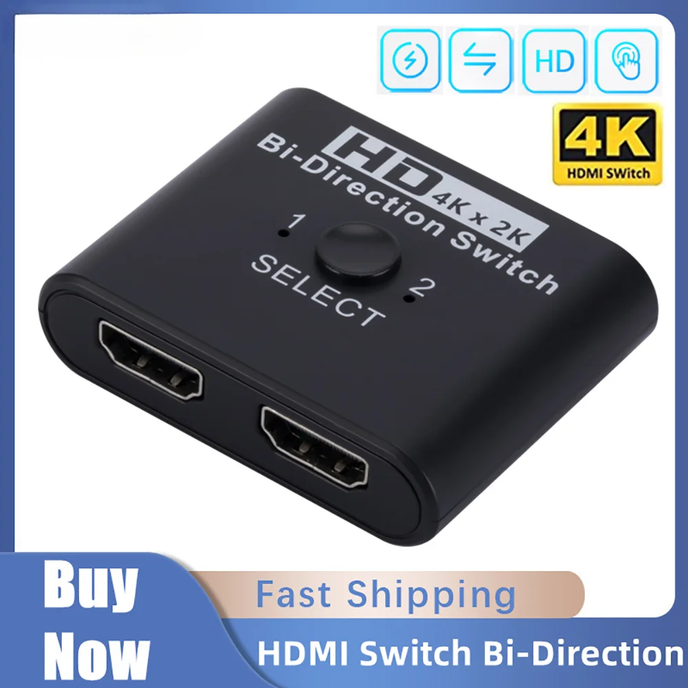 2 in1 Out für PS4 TV Box Switcher Adapter 4K 60Hz HDMI-Kompatibel Switch Splitter Bi-Richtung 1x2/2x1 HDMI-kompatiblen Switcher Image