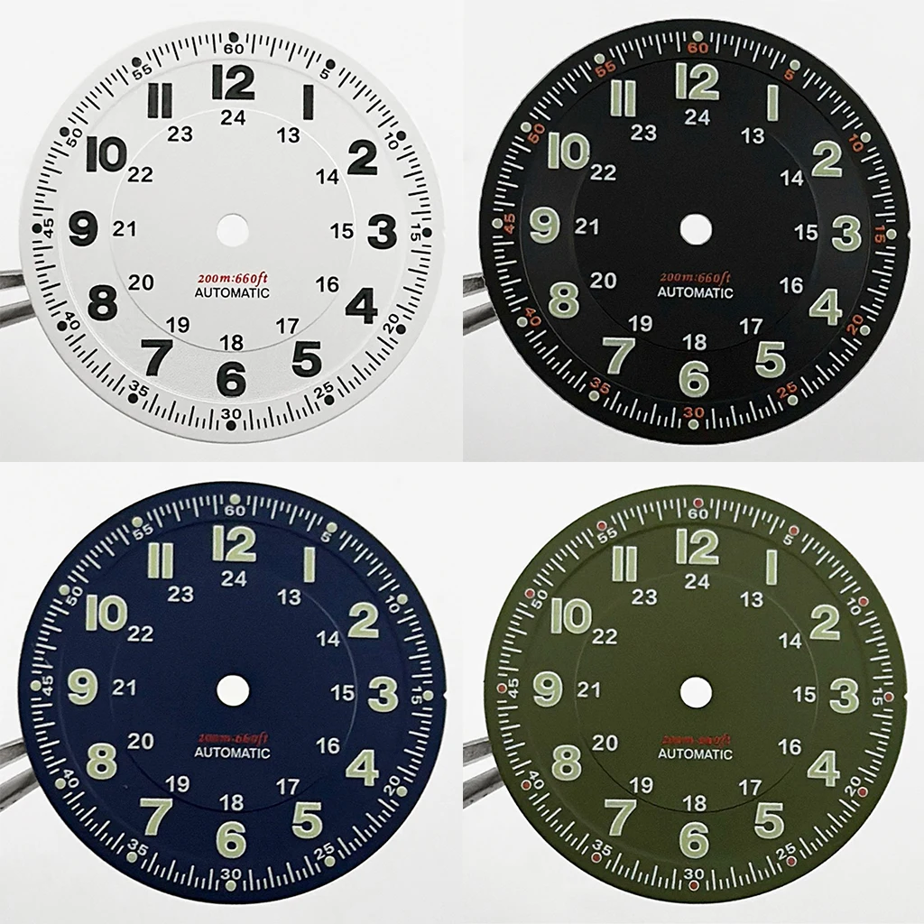 NH35 Pilot 29 mm Taucheruhr Zifferblatt grün leuchtende Zifferblätter für NH35 NH36 NH38 NH39 ETA2824 2836 Miyota 8215 8200 Uhrwerk Image