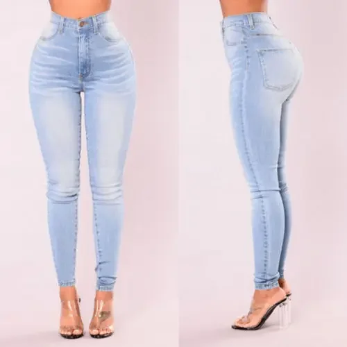 Sexy Jeans Frauen Denim Dünne Hosen Hohe Taille Stretch Dame Jeans Push-Up-Leggings Schlanke Taschen Taste Bleistift Jeans Frauen Hosen