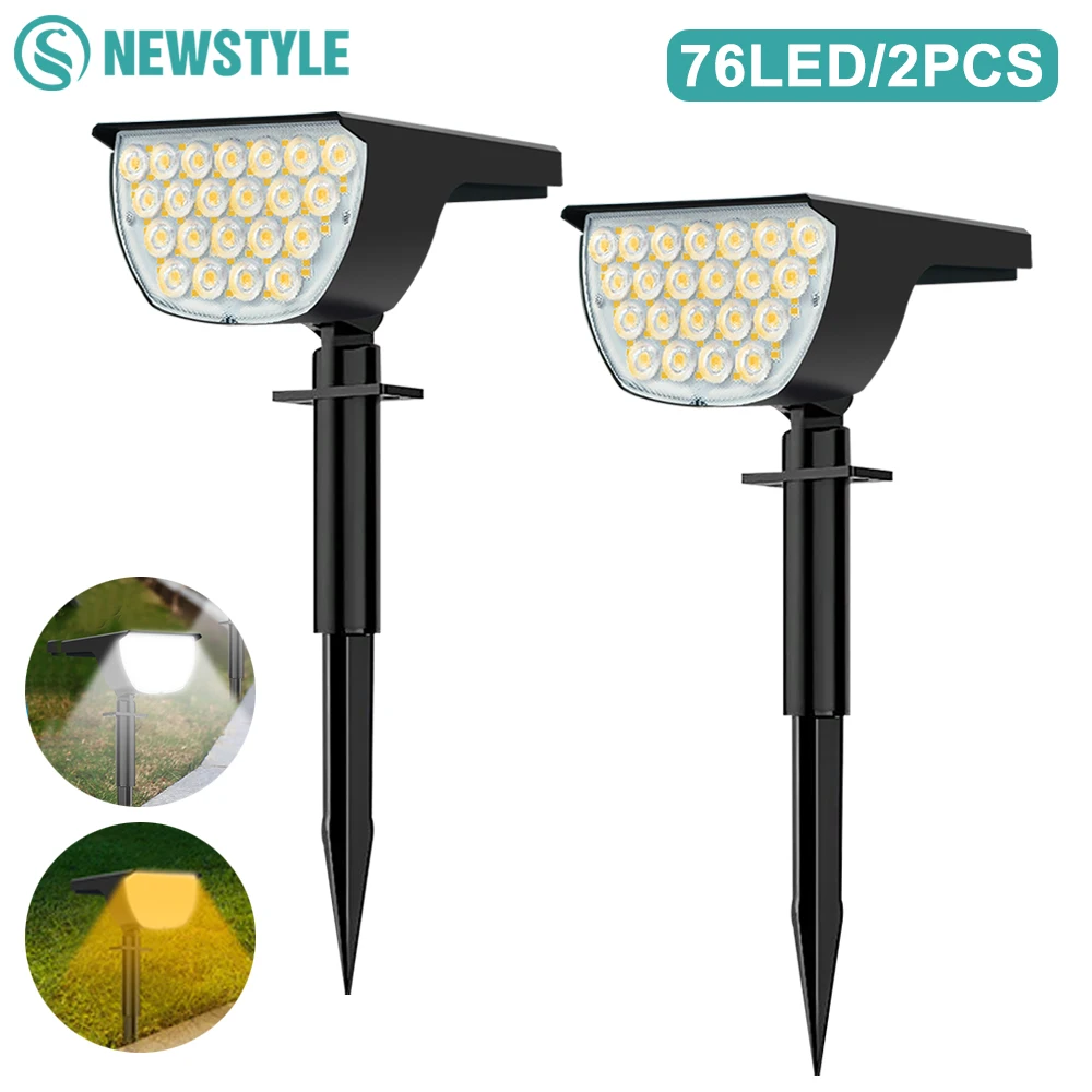 Nouveau Spot solaire lumières jardin extérieur 76 LED paysage projecteur IP65 étanche solaire jardin lumières 3 Mode cour allée voie