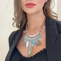 Kaseakia Chunky Big Large Statement Nappa Ciondolo in lega di metallo Collana girocollo bohémien per