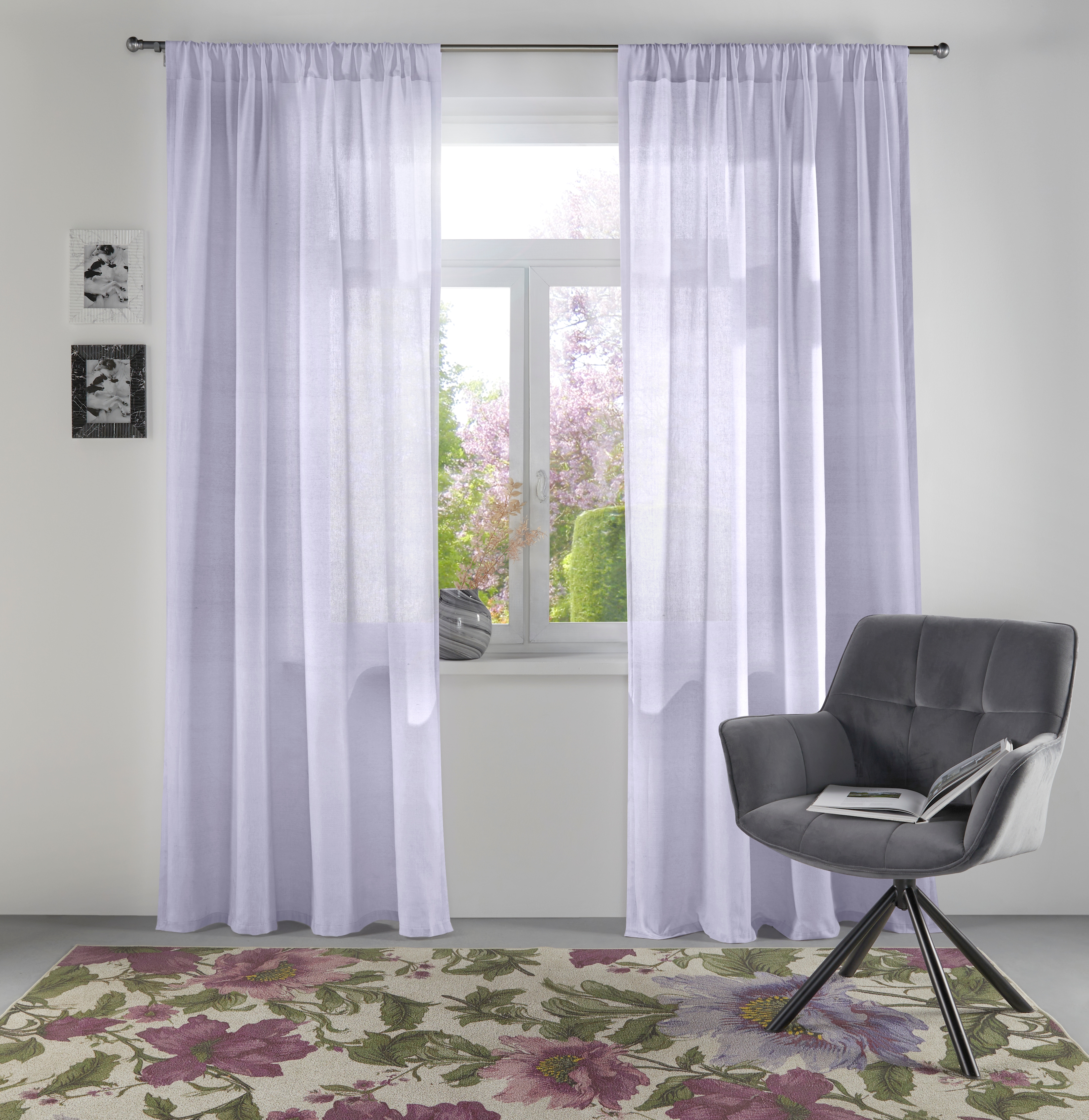 Gardine "Avignon" Gr. 4, lila (lavendel), B:130cm H:245cm, Baumwolle, GUIDO MARIA KRETSCHMER HOME & LIVING, Gardinen, mit praktischem Raffhalter Image