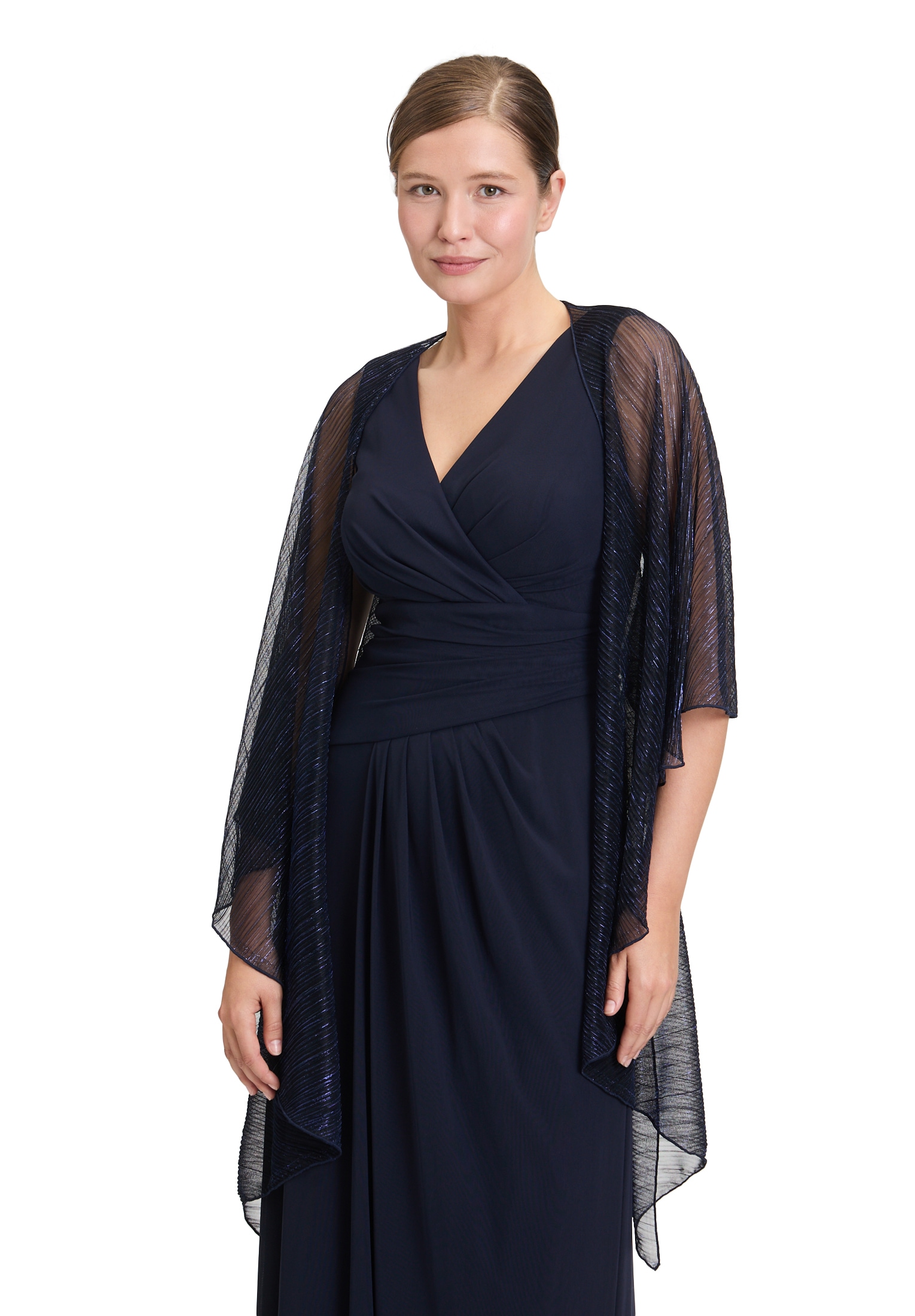 Multifunktionstuch VERA MONT "Damen im Glitzer-Look", Damen, Gr. ACC, blau (blau, schwarz), Polyester, Modetücher Multifunktionstuch