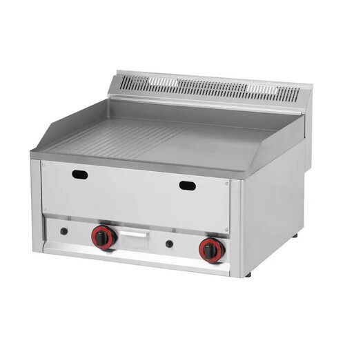 A&S polarny Gas-Doppel-Griddleplatte Grillplatte Bratplatte gerillt/glatt 660x600x290mm Image