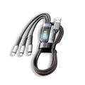 Cavo di ricarica super veloce 3 in 1 trasparente e luminoso da 2 m con display LED, adattatore da USB C a Lightning/USB A/micro, cavo di ricarica multiplo 4 in 1 per tutti i telefoni