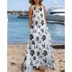 Per donna Abito maxi Abito a trapezio Abito Estivo Boho Quotidiano Ferie Vestibilità regolare Floreale Blocco di colori Senza Maniche Girocollo Bianco Blu Estate