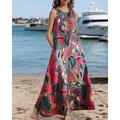 Per donna Abito maxi Abito a trapezio Abito Estivo Boho Quotidiano Ferie Vestibilità regolare Grafico Blocco di colori Senza Maniche Girocollo Rosa Rosso Verde Estate