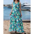 Per donna Abito maxi Abito a trapezio Abito Estivo Boho Quotidiano Ferie Vestibilità regolare Grafico Blocco di colori Senza Maniche Girocollo Rosa Rosso Verde Estate