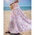 Per donna Taglia standard asiatici Gonna Svasato Lungo Estate Maxi Vita Alta Gonne Floreale Blocco di colori Stratificato Chiffon Stampato Micro-elastico Vacanza Casual Quotidiano Bianco Rosa Rosso