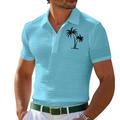 Per uomo Polo Maglia da golf All'aperto Abbigliamento quotidiano Bavero Manica Corta Moda Hawaiano Albero di Cocco Stampato Estate Vestibilità regolare Nero Bianco Giallo Vino Azzurro cielo Grigio