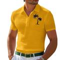 Per uomo Polo Maglia da golf All'aperto Abbigliamento quotidiano Bavero Manica Corta Moda Hawaiano Albero di Cocco Stampato Estate Vestibilità regolare Nero Bianco Giallo Vino Azzurro cielo Grigio