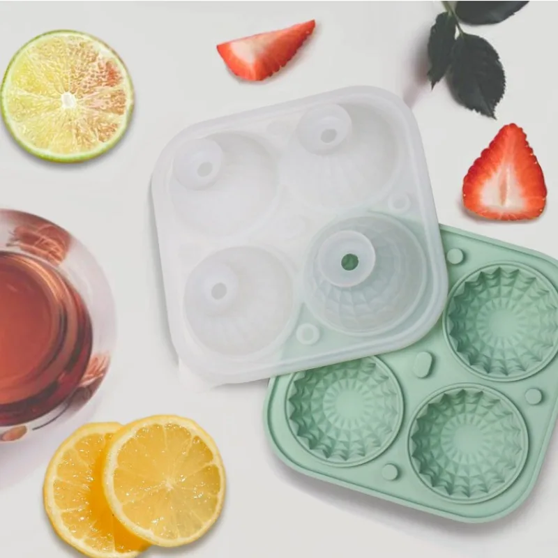 1-2PCS 4 Grids Kaktus Eis Ball Form für Whisky Sphärische Gefrorene Eiswürfel Tablett Silikon Eis box Eishockey Form Party Liefert Image