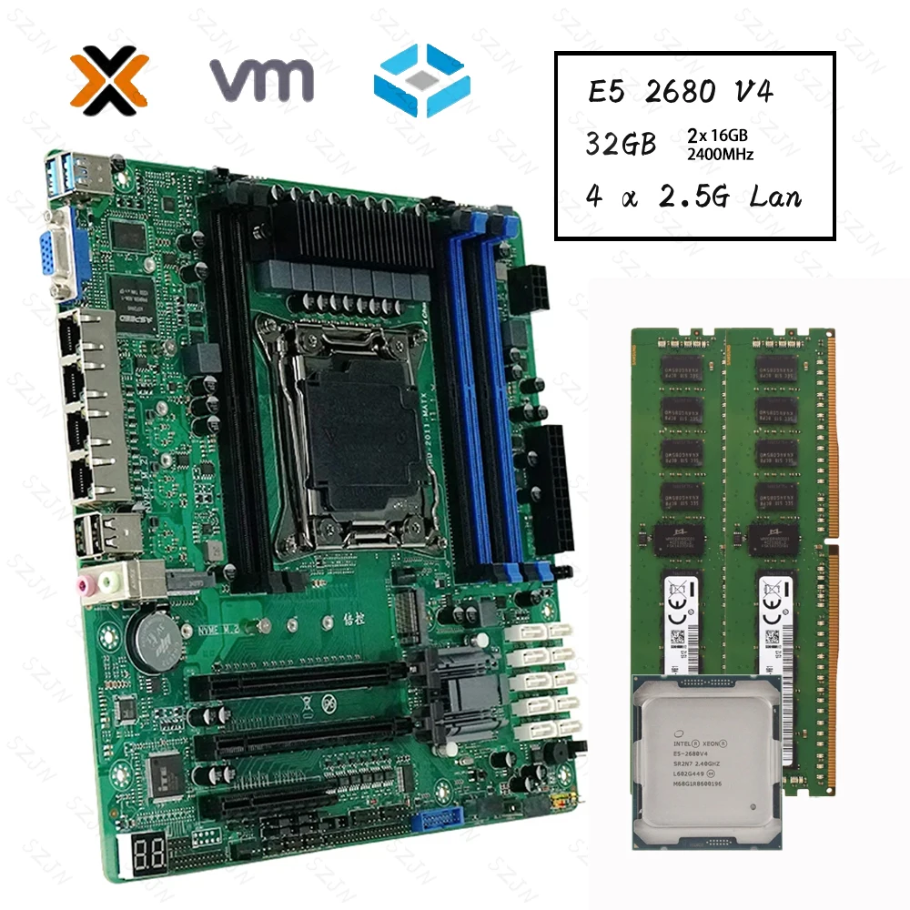 C612 Motherboard Kit Xeon E5 V3 V4 Max DDR4 384 GB für Server Firewalls Vpn Abonnement Virtual Machines Router 4x2,5GE 10xSATA Image