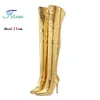 11 cm High Heel Glänzendes PU-Leder Overknee-Stiefel Frau 2025 Neue Gelbe Spitze Zehen Oberschenkel Hohe Stiefel Stiletto Zip Frauen Schuhe