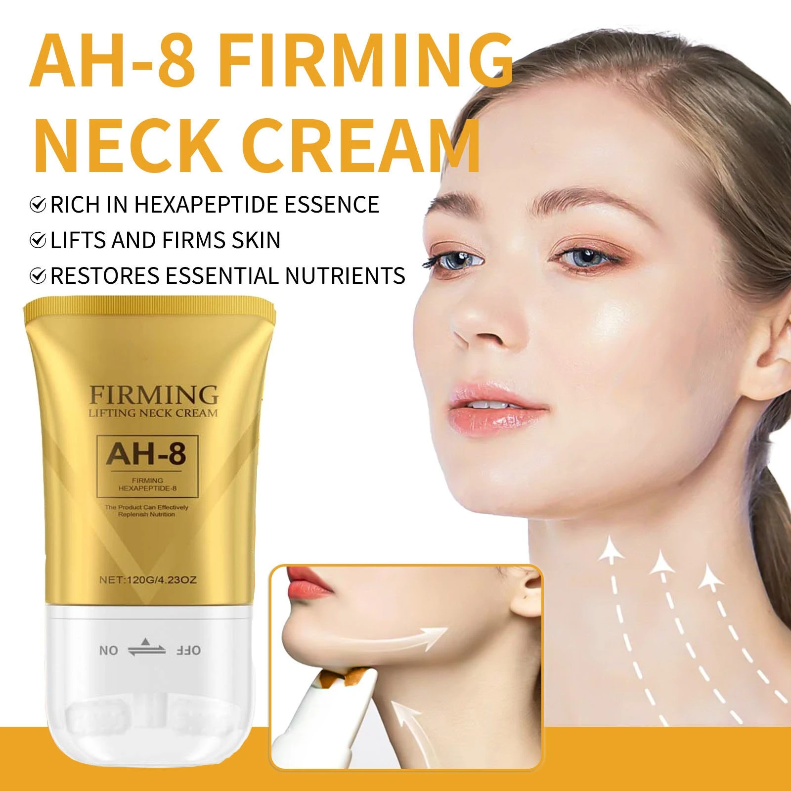AH-8 Halsstraffungscreme, straffende und straffende Halscreme für kreppige Feuchtigkeitscreme der Haut, tief feuchtigkeitsspendende, tierversuchsfreie Halspflege Image