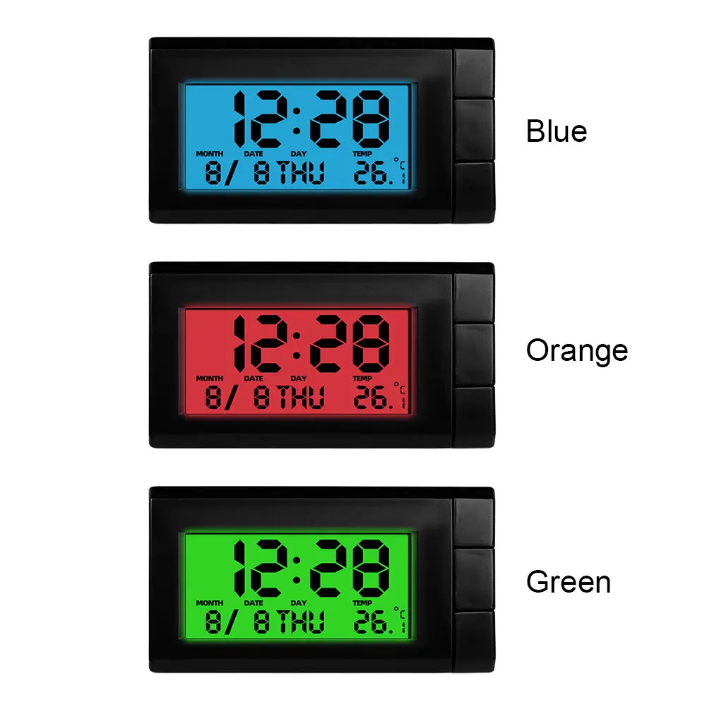 Digitales Thermometer, LCD-Display, elektronische Autouhr, leuchtender automatischer digitaler Kalender, 2-in-1, für Autozubehör für Fahrzeugteile Image
